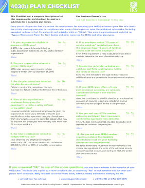 403(b) Plan Compliance Checklist