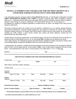 Notice Authorization and Release for Consumer Report