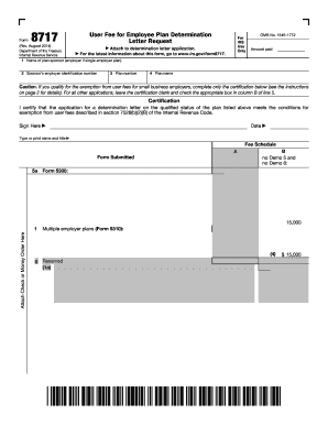 IRS Form 8717 User Fee for Employee Plan Determination Letter Request