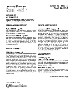 IRS Bulletin 2010-11