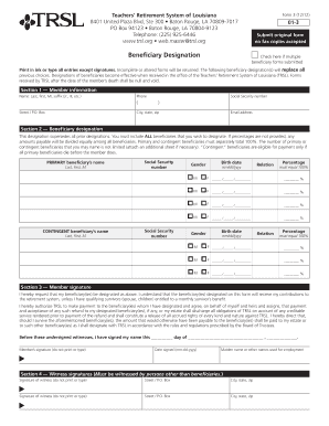 Teachers' Retirement System of Louisiana Beneficiary Designation Form