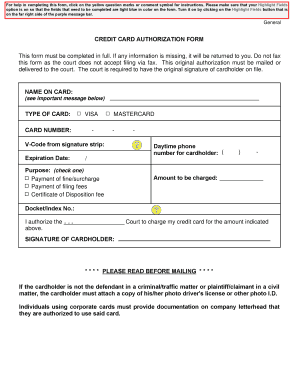 Credit Card Authorization Form
