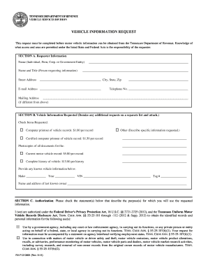 Tennessee Vehicle Information Request Form
