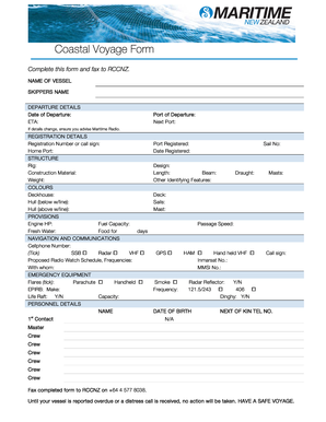 Coastal Voyage Form