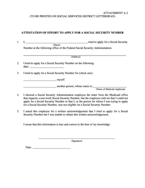 Attestation of Effort to Apply for a Social Security Number