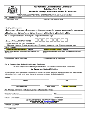 New York State Substitute Form W-9