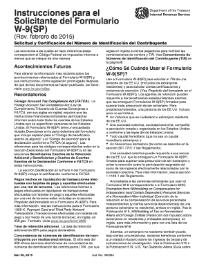 Formulario W-9(SP) Solicitud y Certificación del Número de Identificación del Contribuyente