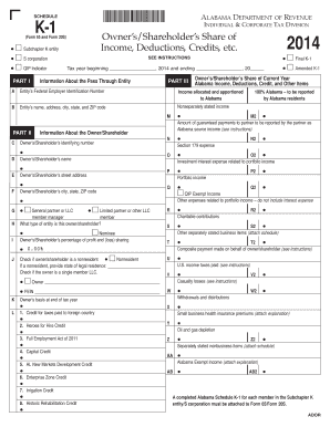 Alabama Schedule K-1 Form