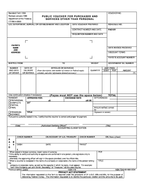 Standard Form 1034 Voucher for Purchases and Services