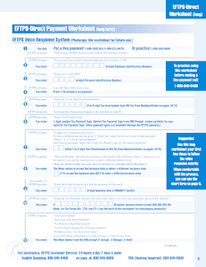Printable Eftps Form Direct Payment Worksheet - Fill and Sign Printable  Template Online