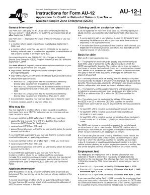 New York QEZE Sales Tax Credit Application