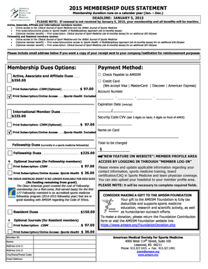 2015 Membership Dues Statement