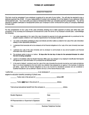 Tuition Reimbursement Agreement