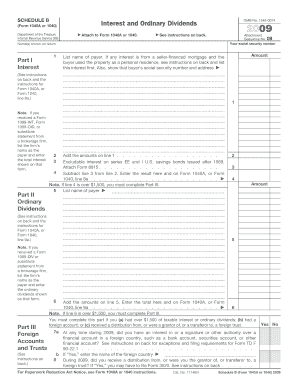 Schedule B (Form 1040A or 1040) Interest and Ordinary Dividends