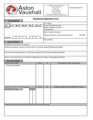 Employment Application Form