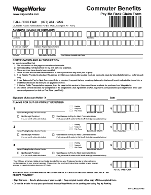 WageWorks Pay Me Back Claim Form