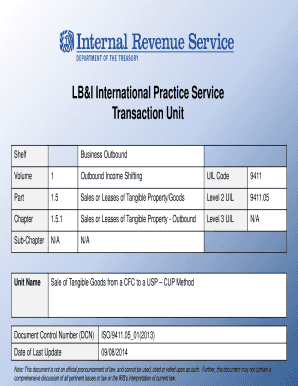 IRS CUP Method for Tangible Goods Sales