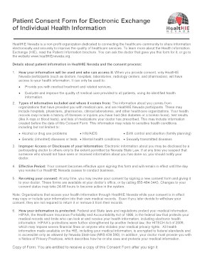 Patient Consent Form for Electronic Exchange of Individual Health Information