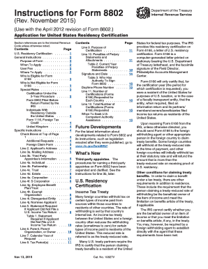 Form 8802 Application for United States Residency Certification
