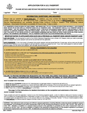 US Passport Application Form DS-11