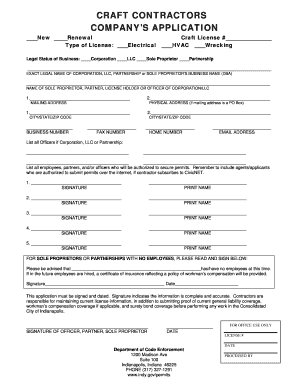 Craft Contractors Company Application