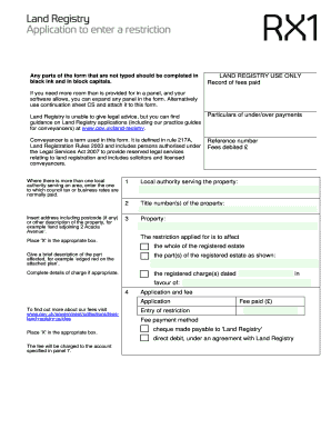 UK Land Registry Restriction Entry Form
