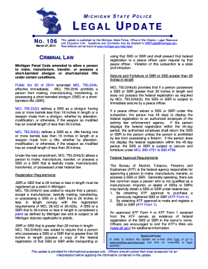 Legal Update No. 106 - State of Michigan - michigan