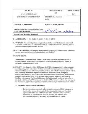 fillable online doc delaware correction system dacs work online work order system free