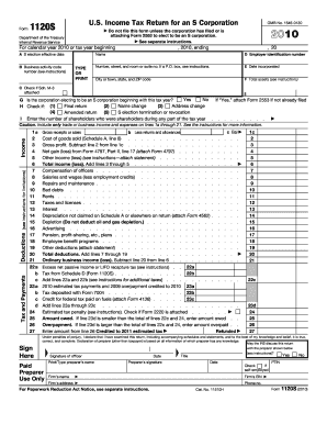 US Federal S Corporation Tax Return Form 1120S
