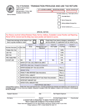 City of Scottsdale Transaction Privilege Tax Return