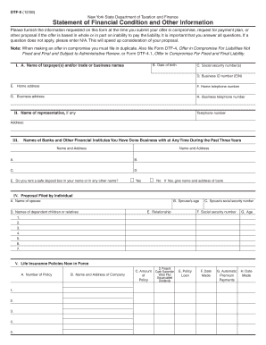New York State Financial Condition Statement