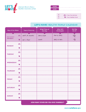 Healthy Family Calendar