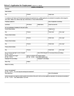 Driver's Application for Employment