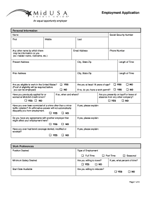 Employment Application Form