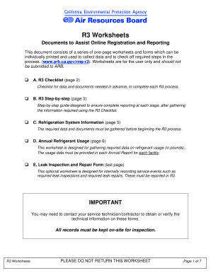 California R3 Refrigerant Management Worksheets