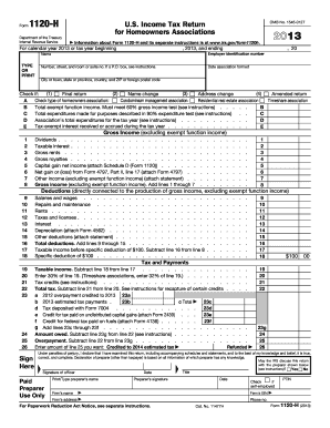Form 1120-H US Federal Tax Return for Homeowners Associations