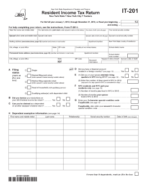 New York State Resident Income Tax Return