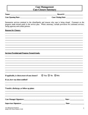 Case Closure Summary Form