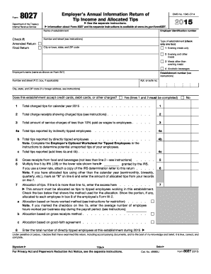 IRS Form 8027 2015