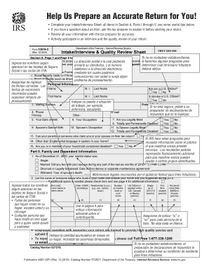 IRS Intake/Interview & Quality Review Sheet