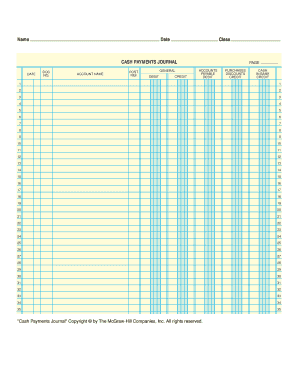 Cash Payments Journal Template