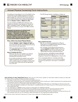 DTE Energy Annual Physical Screening Form