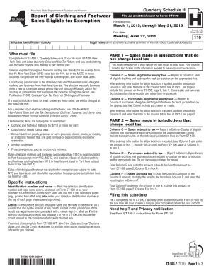 New York State Quarterly Schedule H