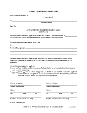 Adult Name Change Application