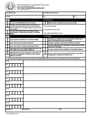 Texas Tow Truck Inspection Checklist