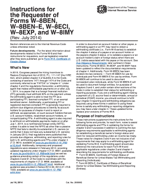 IRS Form W-8 Series Instructions