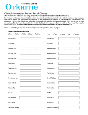 Client Information Form - Retail Clients