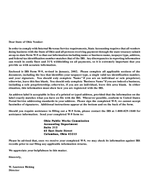 IRS Form W-9 for Ohio Vendors