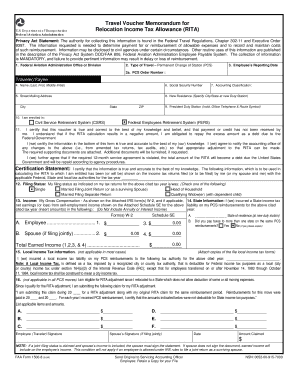 US Federal Travel Voucher Memorandum