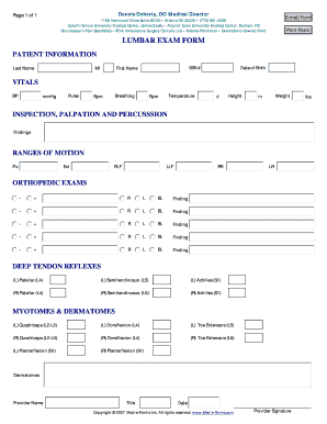 Lumbar Exam Form